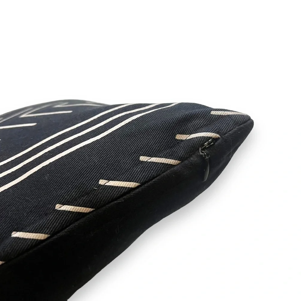 Woven Nook Black White Chevron Striped Monochrome Throw Pillow